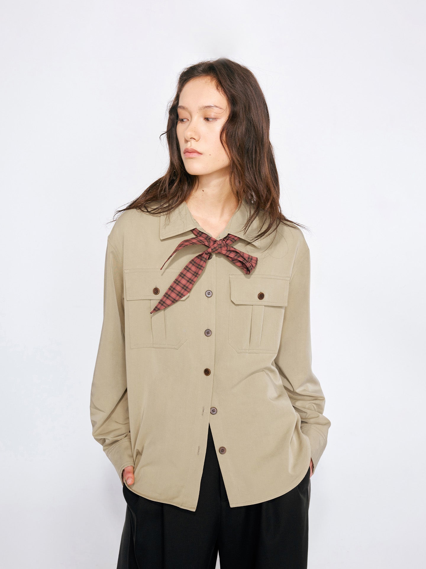 Work Shirt with Detachable Bow Tie