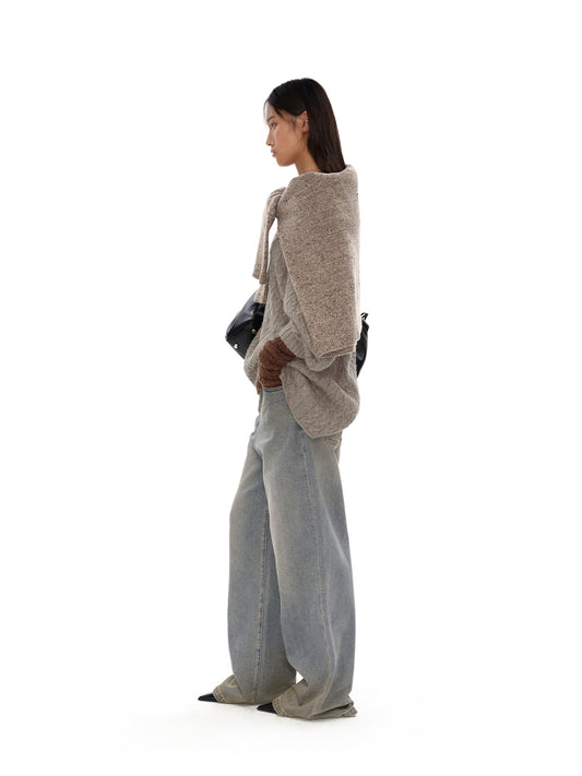 Mud-dyed gradient wash jeans