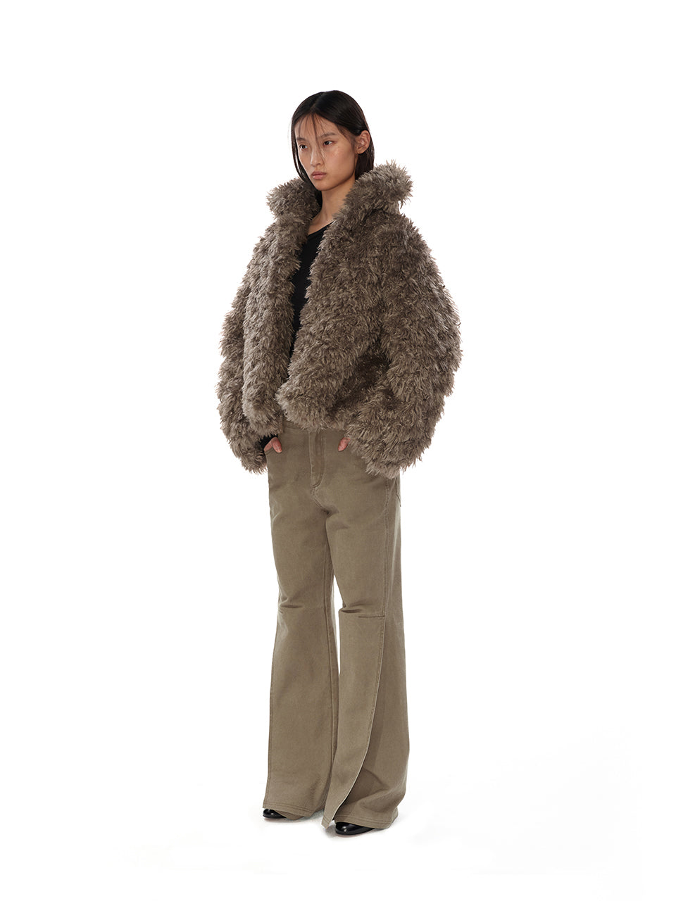 Mid-length curly fur coat