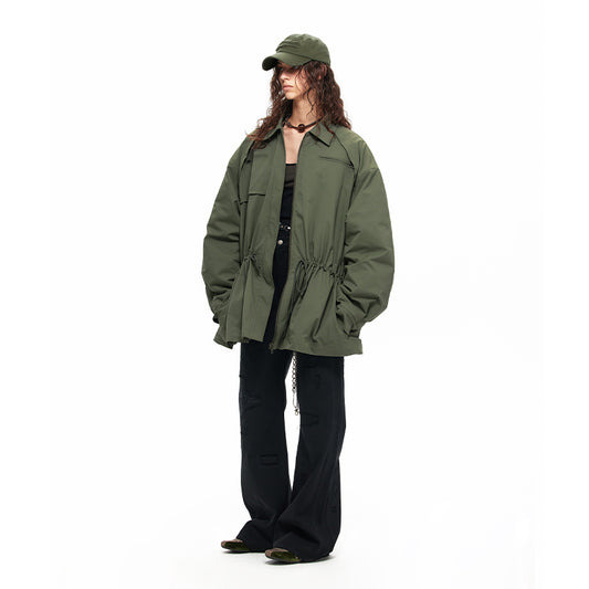 NUHT “Umbrella” Designer Silhouette Cotton-Padded Jacket(Green)