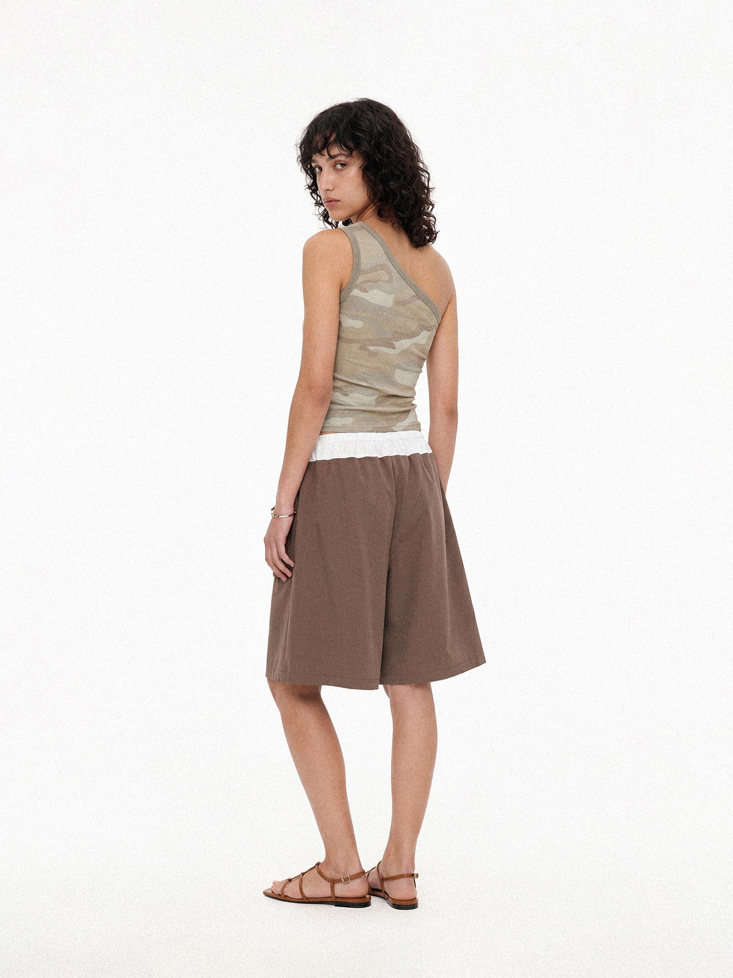One-Shoulder Camouflage Tank Top