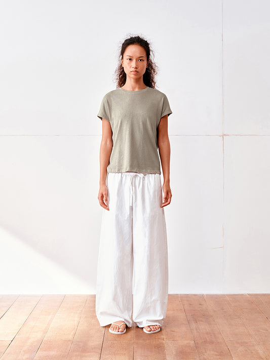 High-density cotton wide-leg casual pants