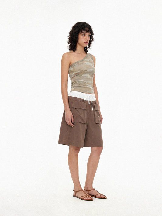 One-Shoulder Camouflage Tank Top