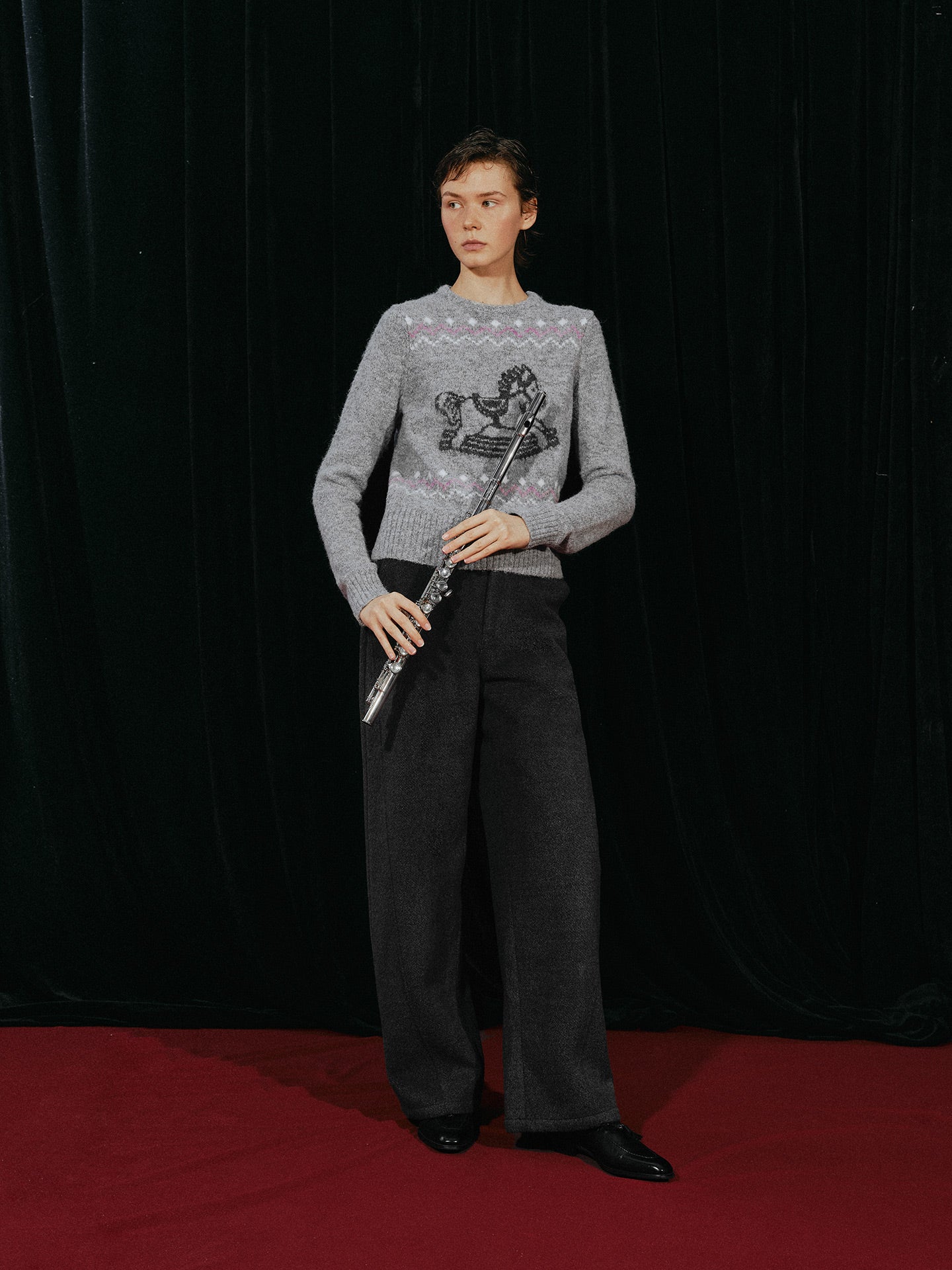 Rocking Horse Print Pullover Sweater