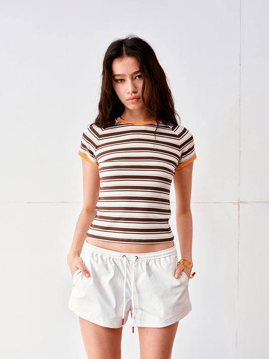 Striped Color-Block Crewneck T-shirt