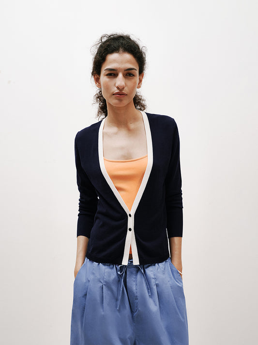 V-neck knitted cardigan