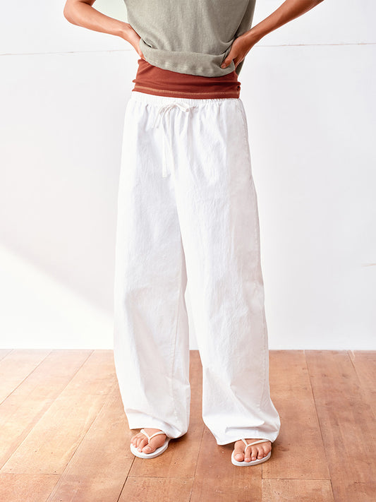 High-density cotton wide-leg casual pants