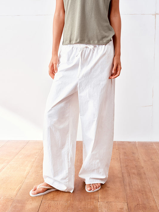 High-density cotton wide-leg casual pants