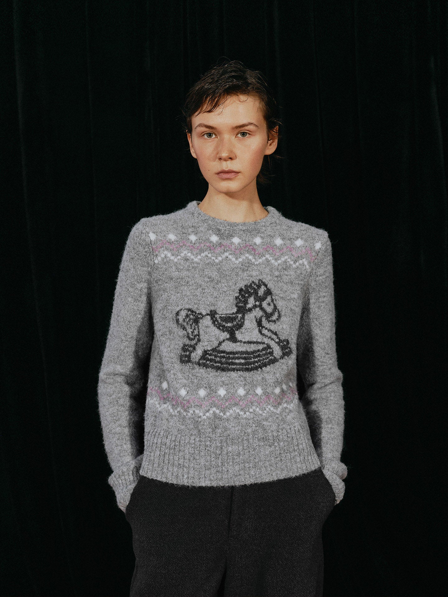 Rocking Horse Print Pullover Sweater