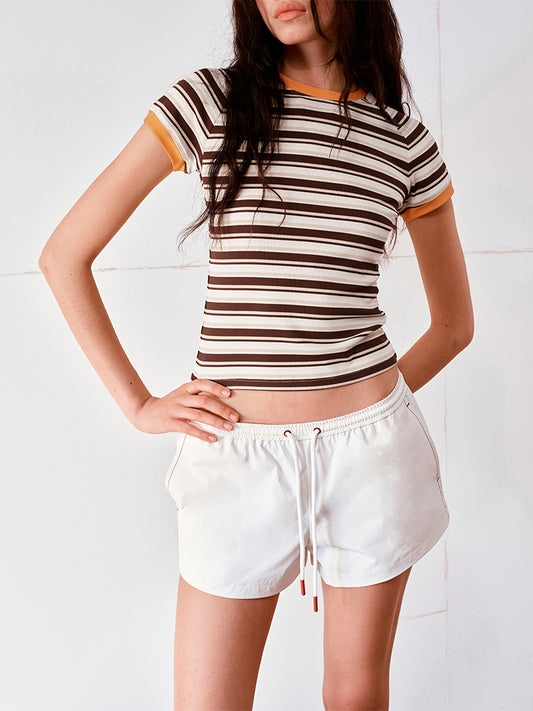 Striped Color-Block Crewneck T-shirt