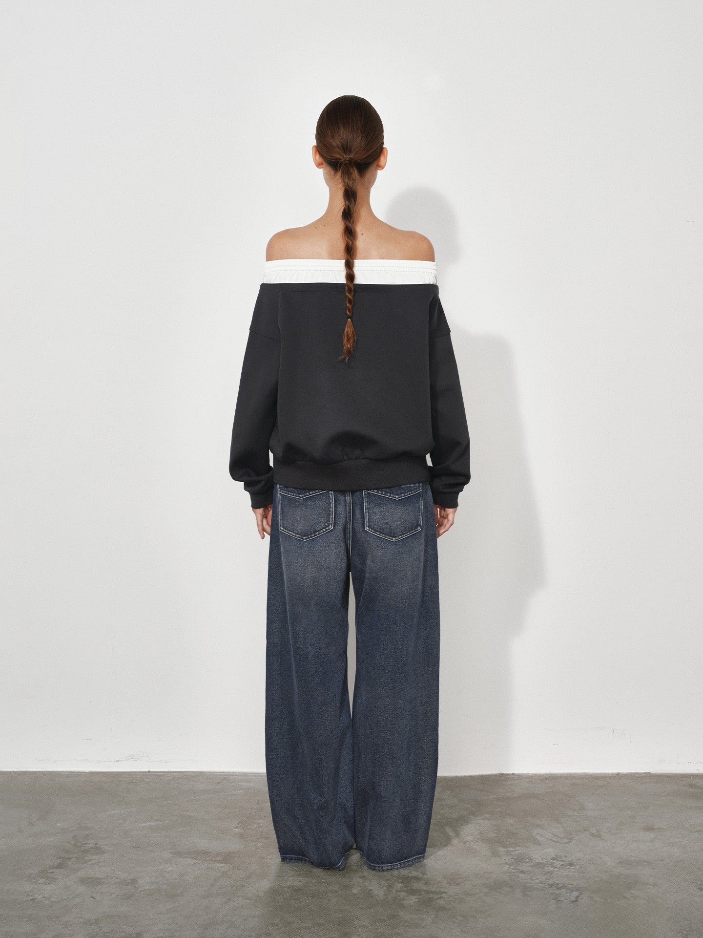 Color-Block Boat Neck Sweatshirt
