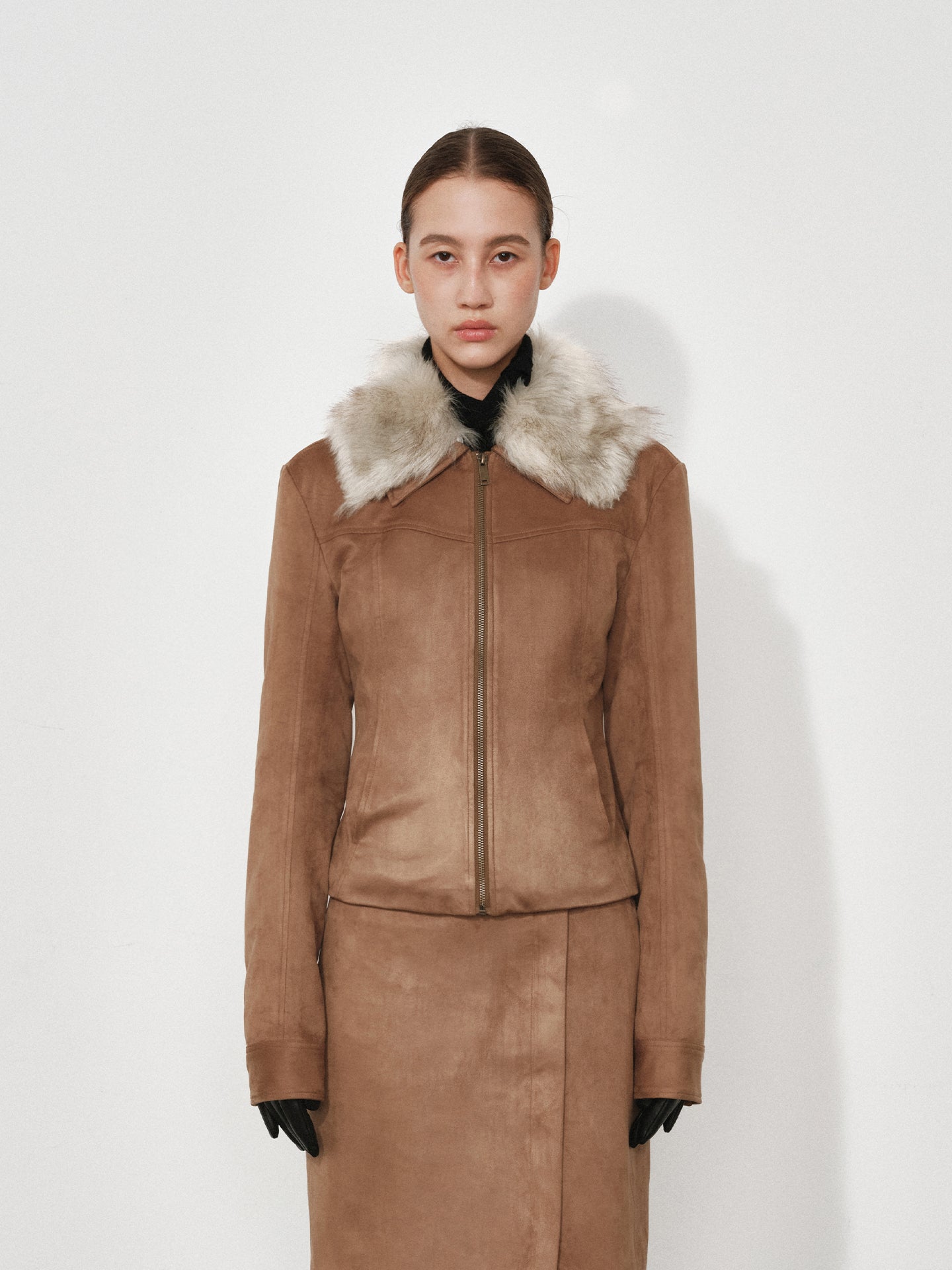 Slim-Fit Faux Suede Jacket