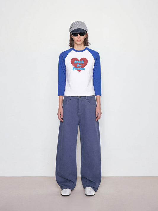 Vintage Blue Washed Curved Leg Pants