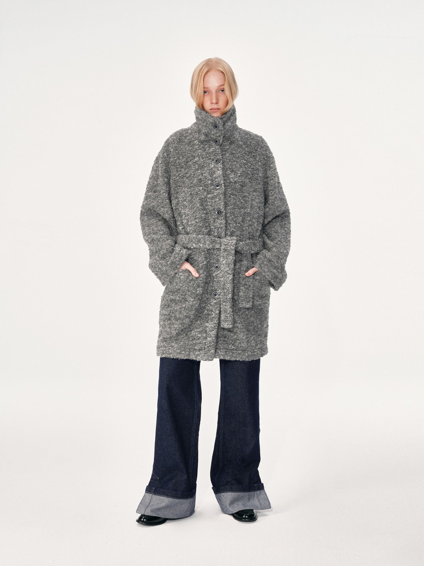 Loop Knit Wool Blend Coat