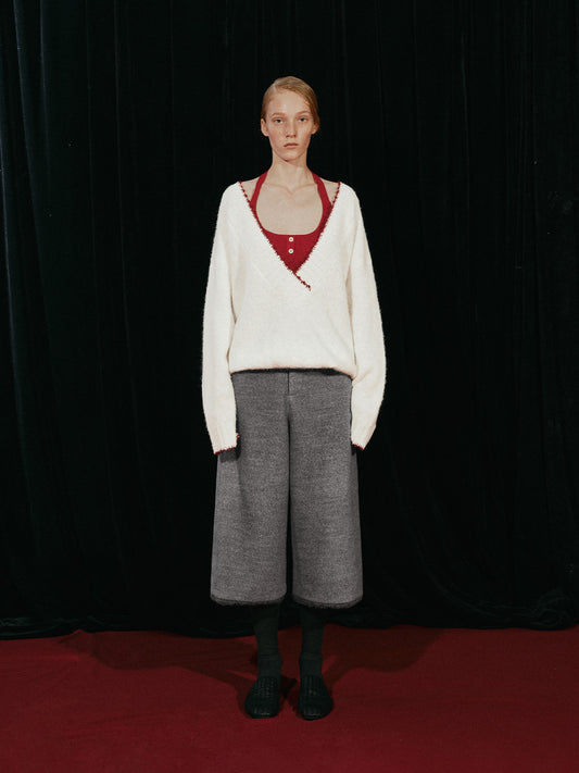 New Year Mock Two-Tone Knit Top