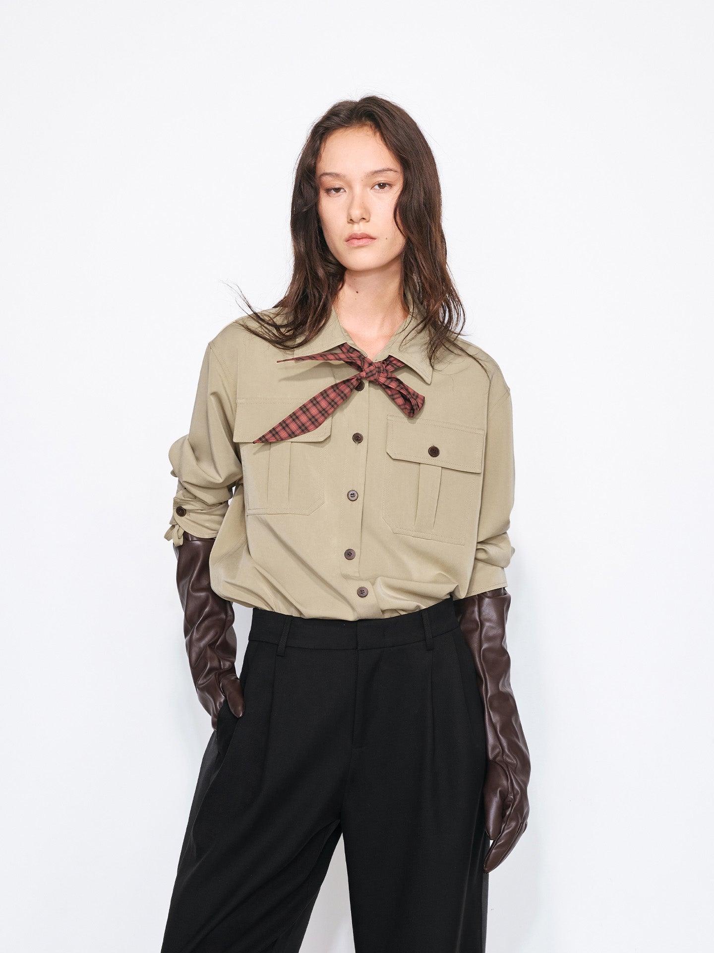 Work Shirt with Detachable Bow Tie