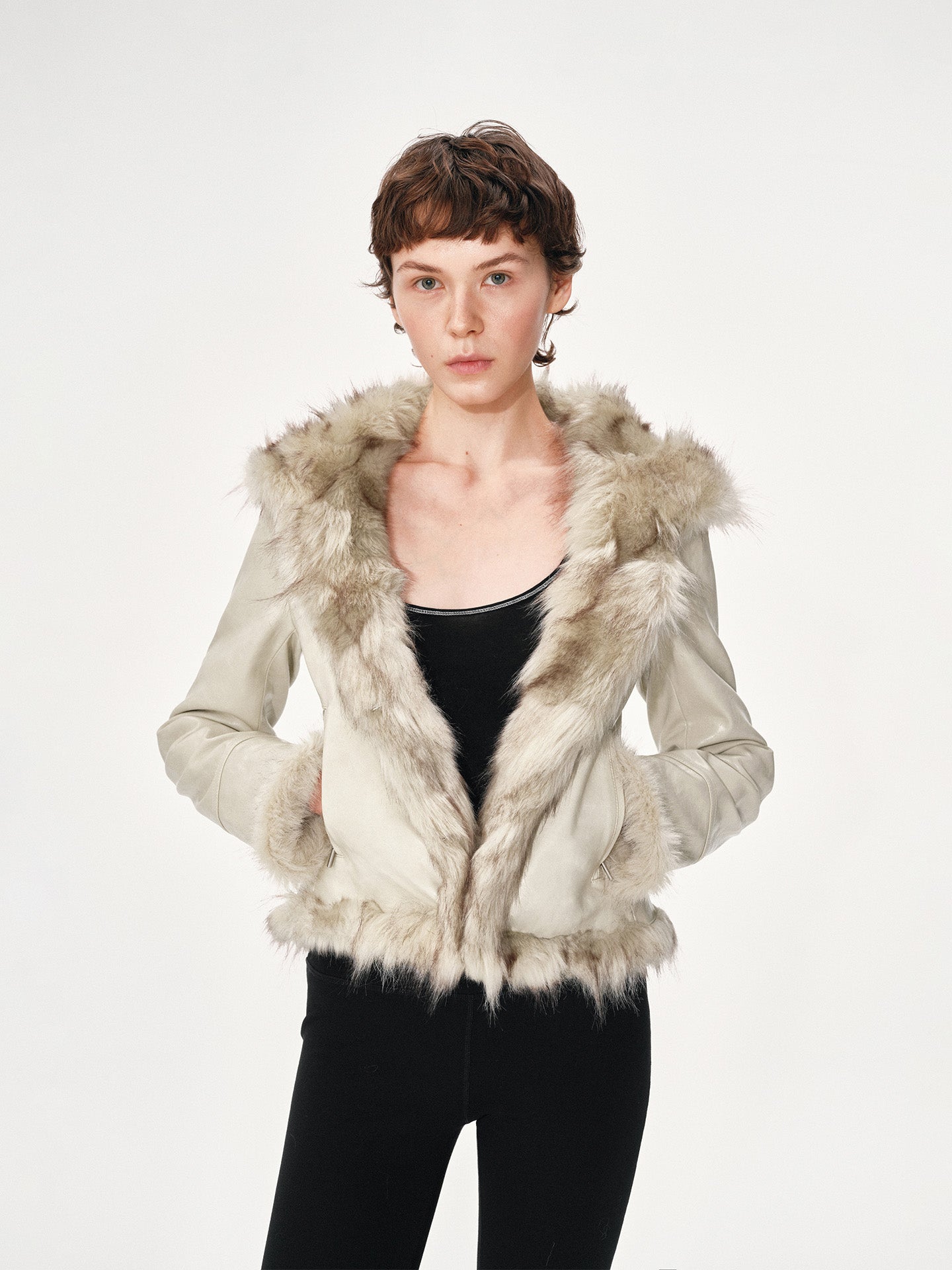 Fitted Hooded Faux Fur Coat