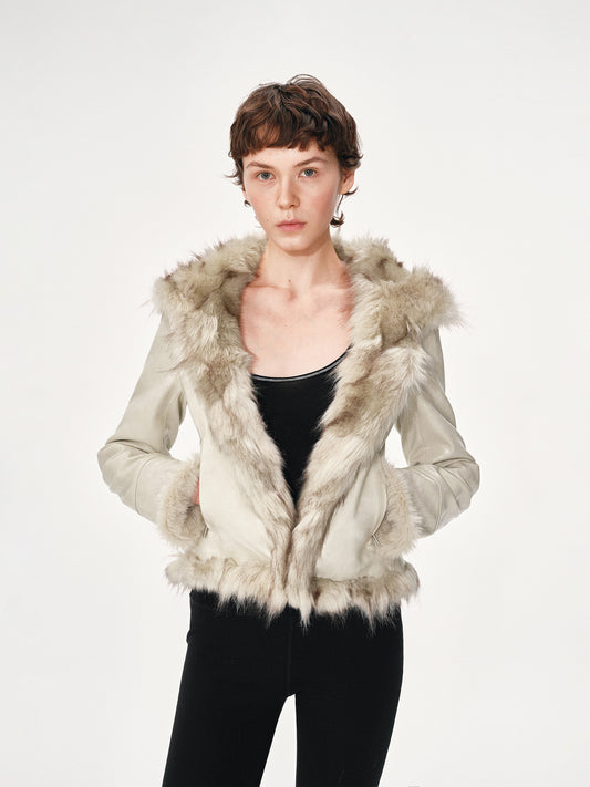Fitted Hooded Faux Fur Coat