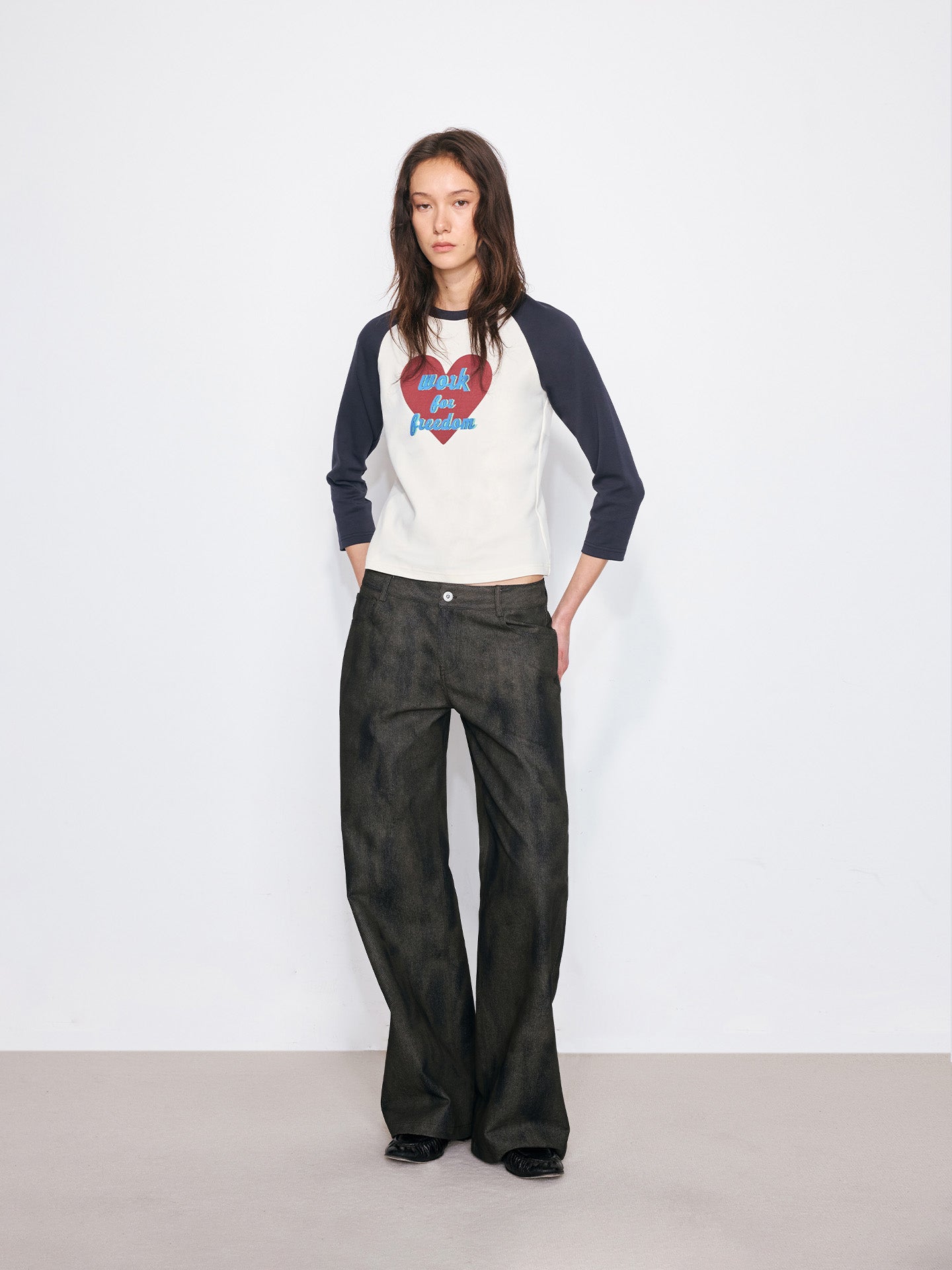 Color-Block Printed Long-Sleeve T-Shirt