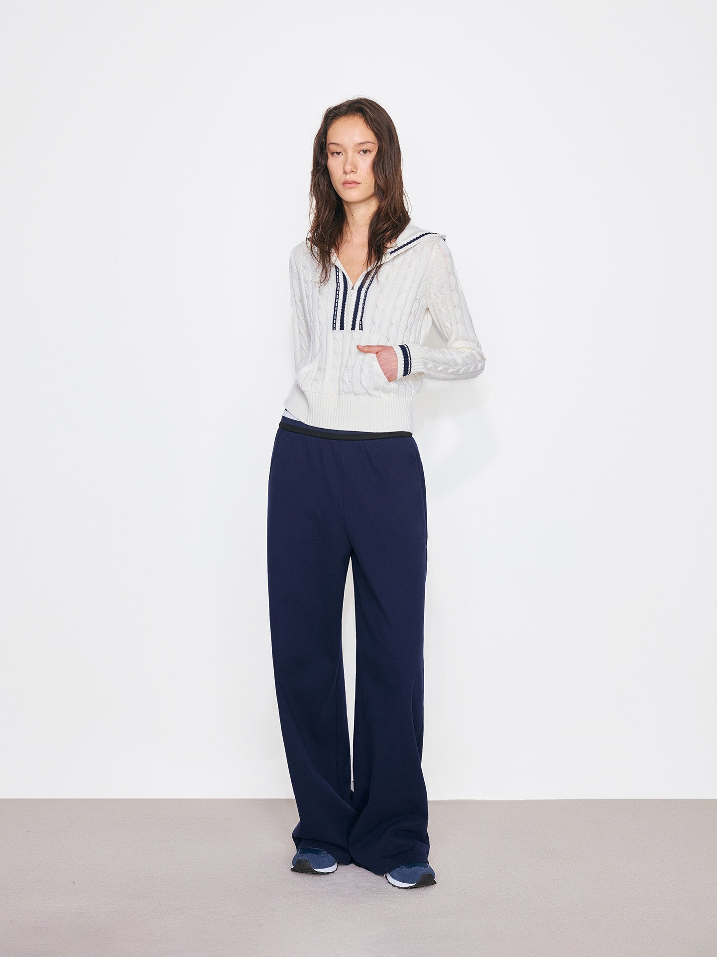 Blue White Striped Waist Sweatpants