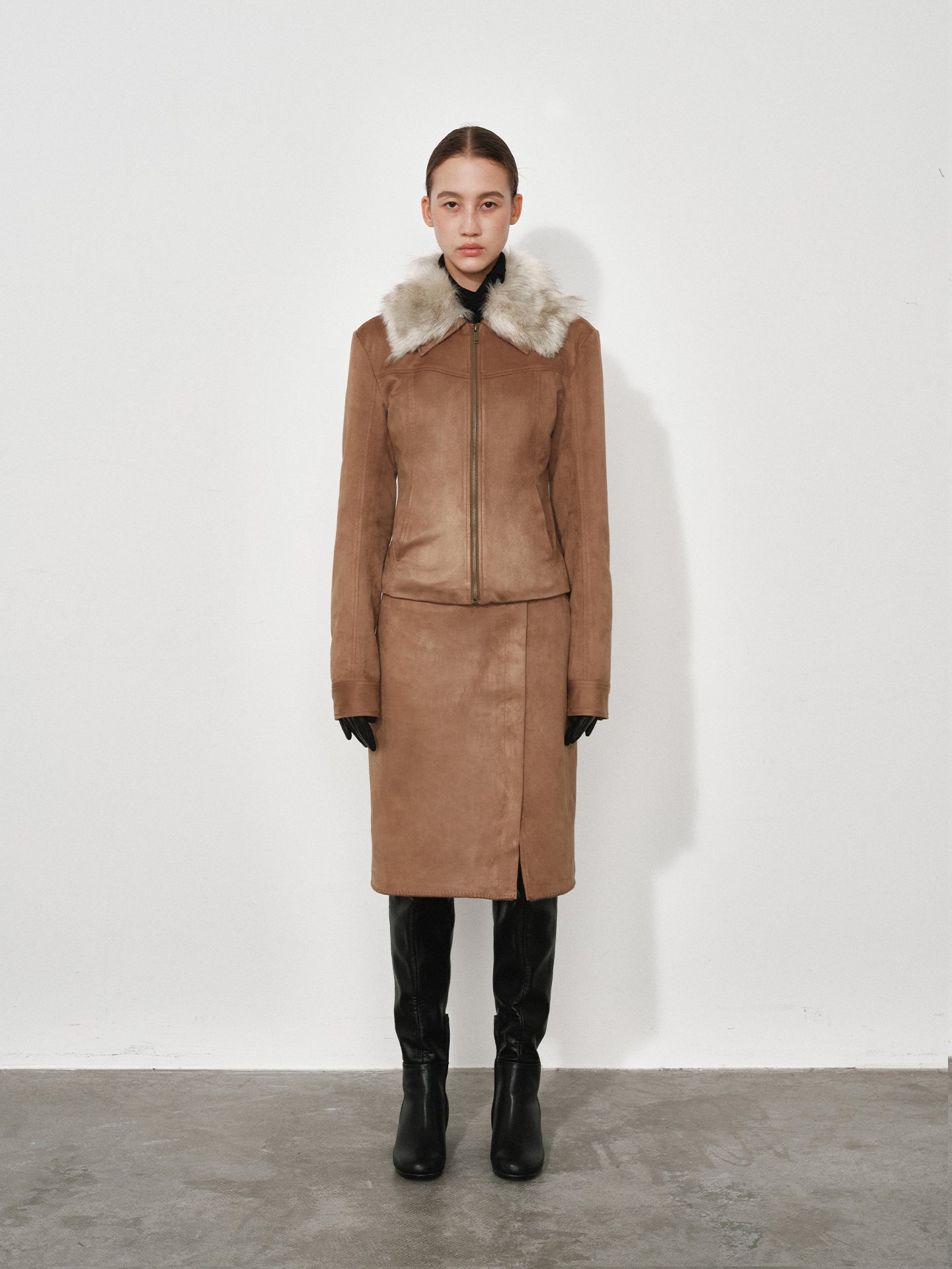 Slim-Fit Faux Suede Jacket