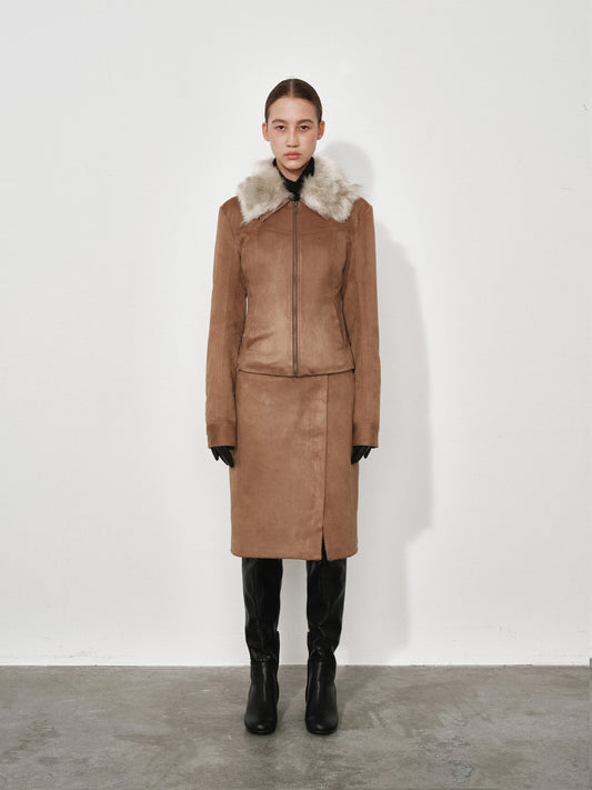 Slim-Fit Faux Suede Jacket