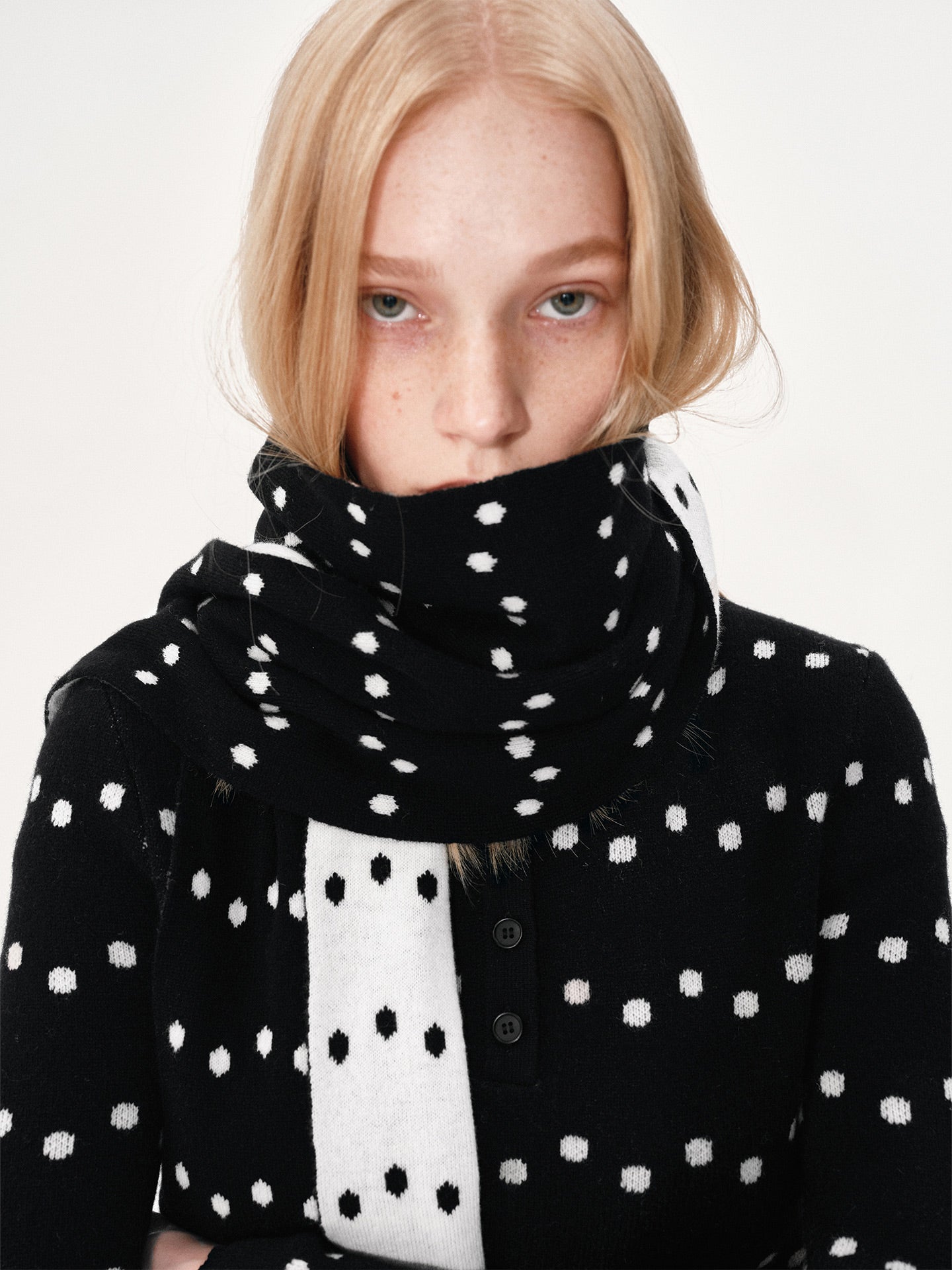 Two-Tone Polka Dot Scarf