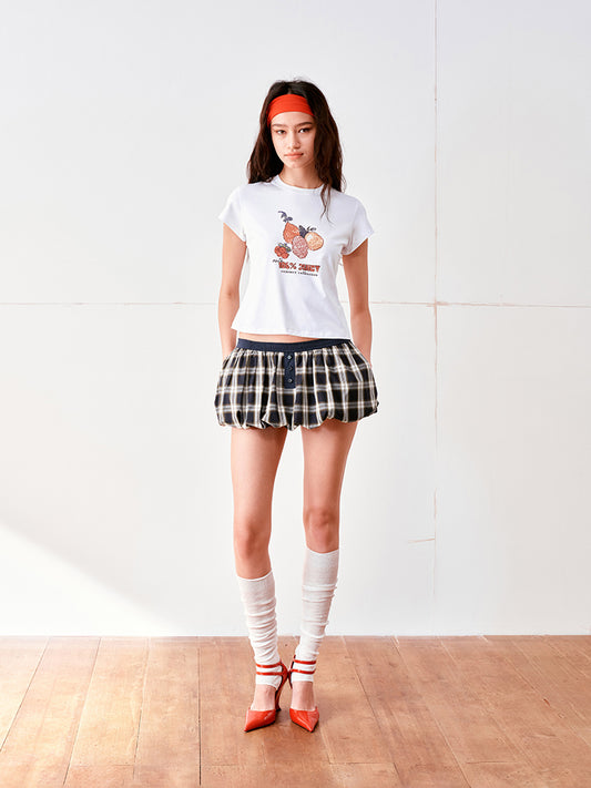 Checkered ruffled peplum mini skirt