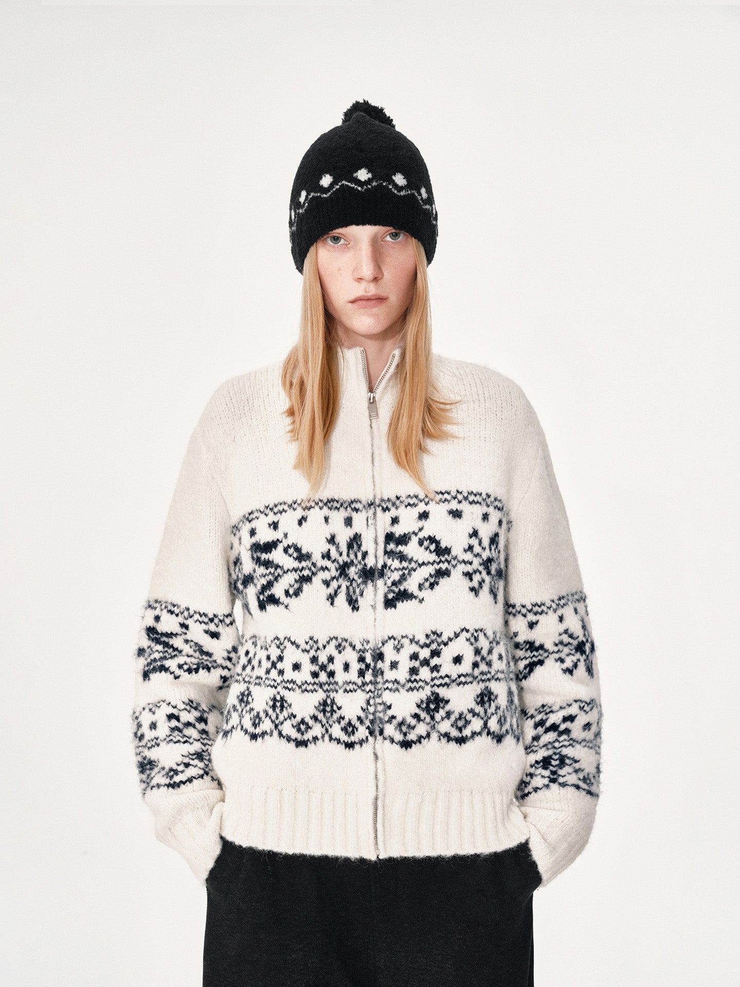 Jacquard Wool Cardigan