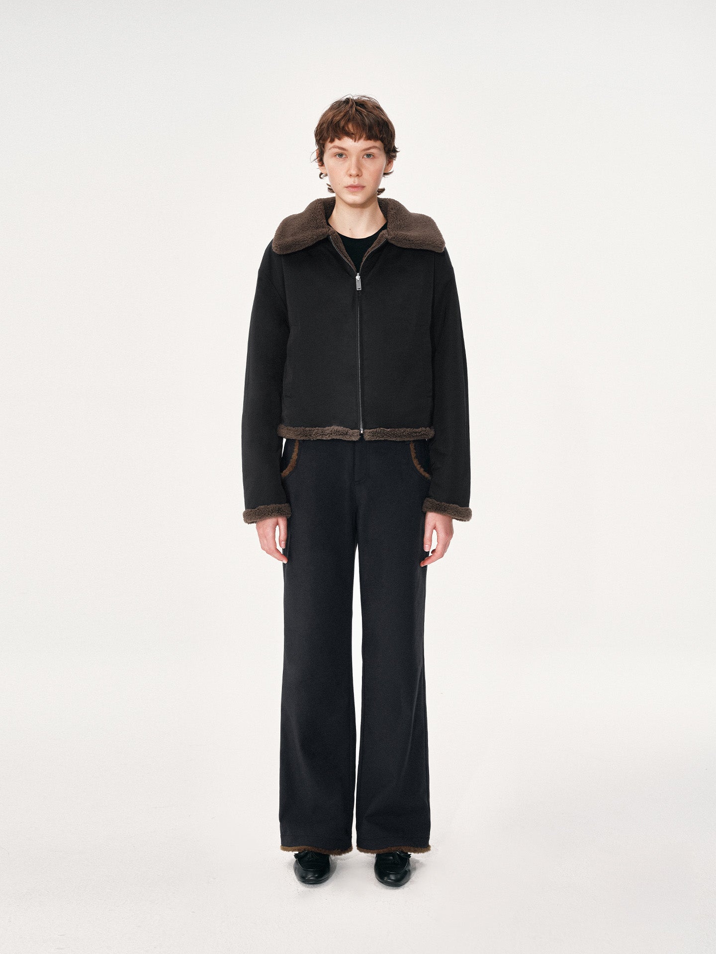 Nylon and Faux Fur Paneled Trousers