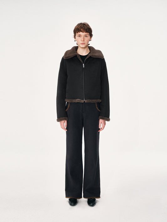 Nylon and Faux Fur Paneled Trousers