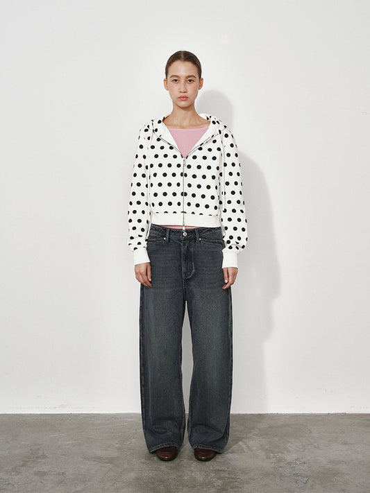 Dot hooded sweatshirt jacket