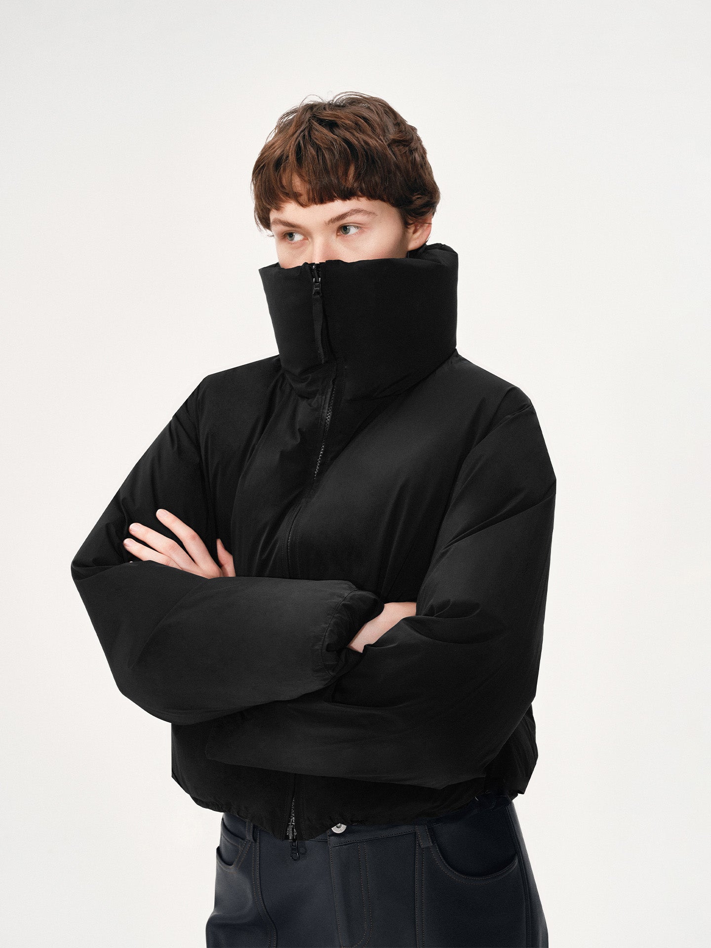 Reversible High-Neck Oversized Down Coat