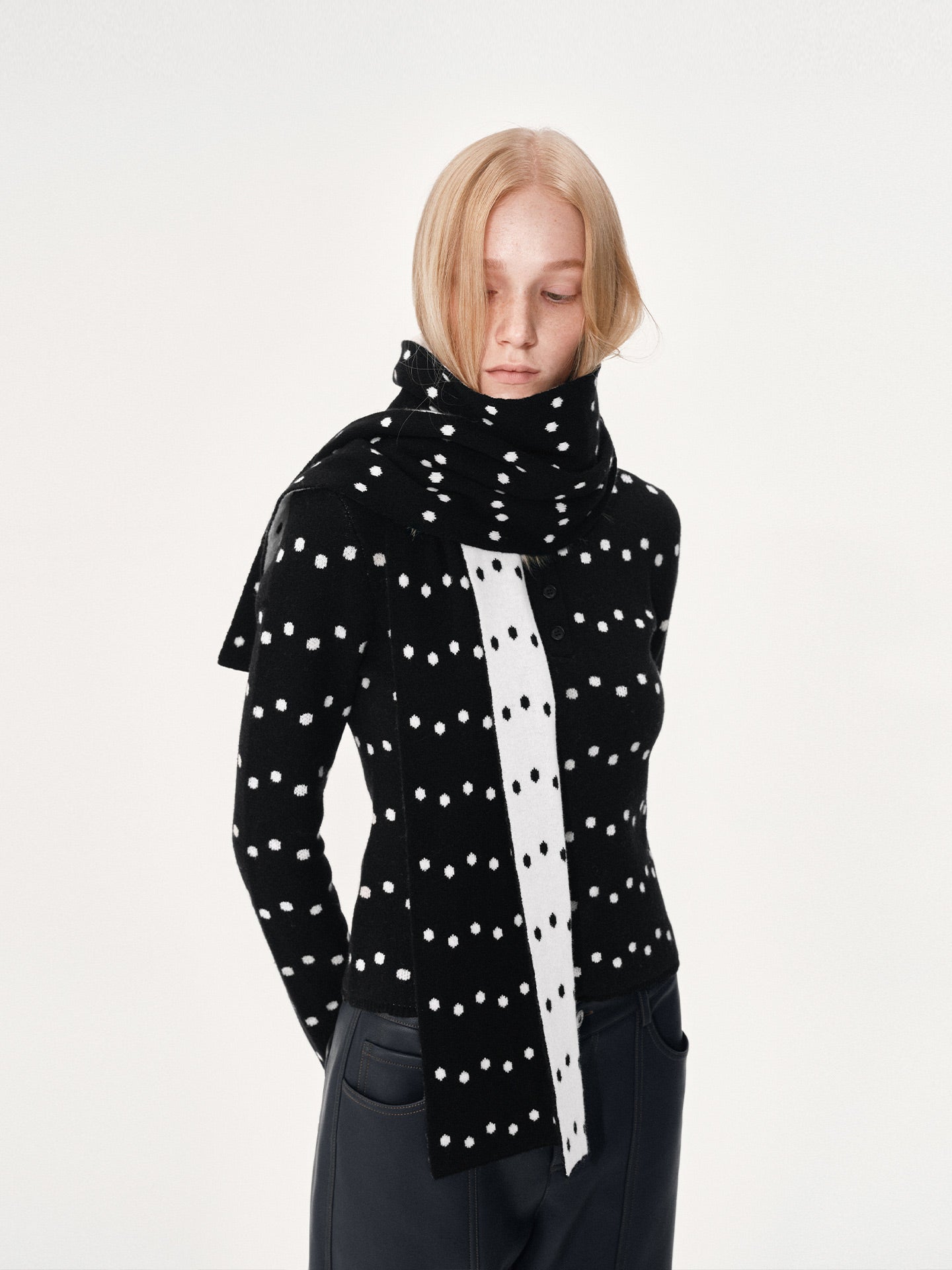 Two-Tone Polka Dot Scarf