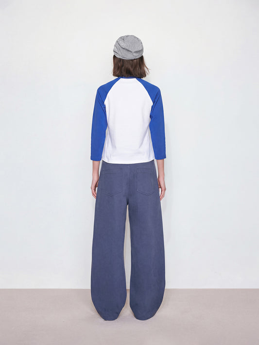 Vintage Blue Washed Curved Leg Pants