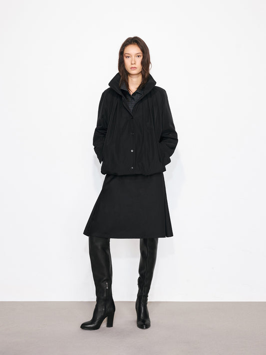 Hidden Hood Pleated Jacket