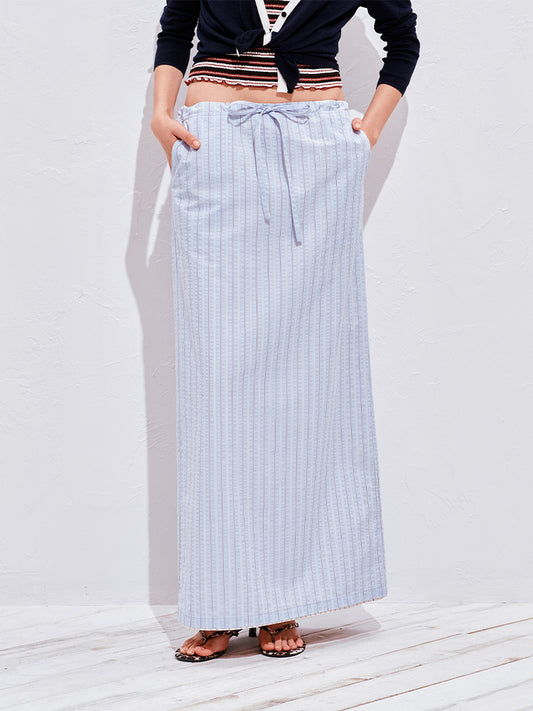 Reversible Striped Midi Skirt