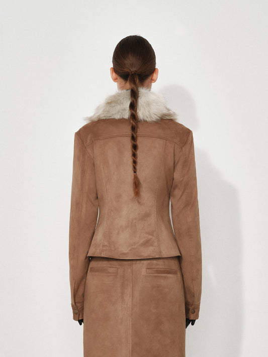 Slim-Fit Faux Suede Jacket