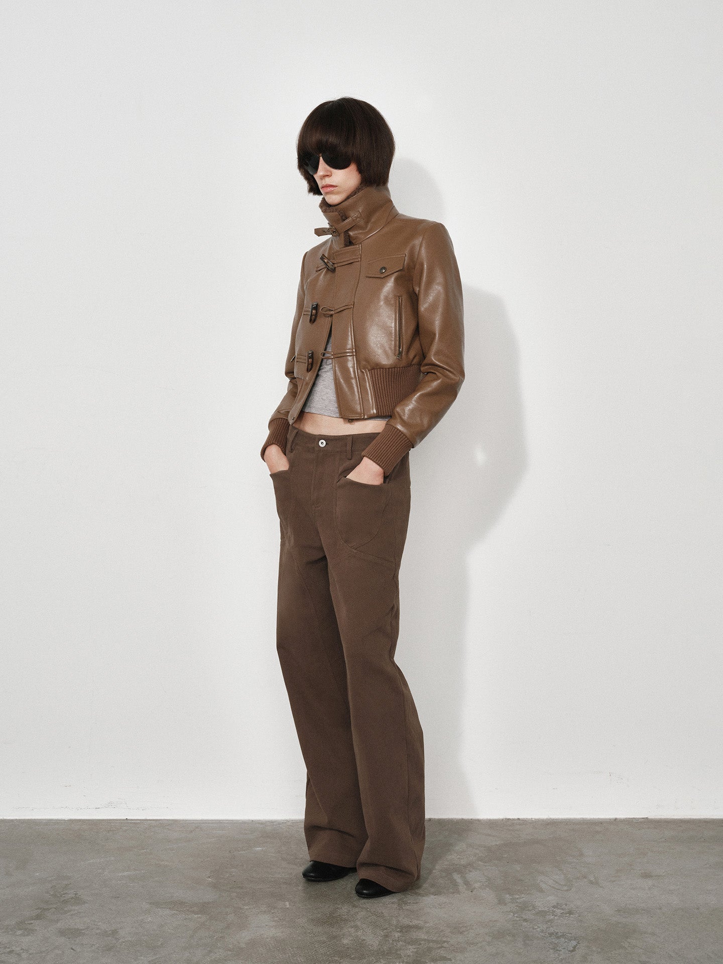 Short Lapel Leather Jacket