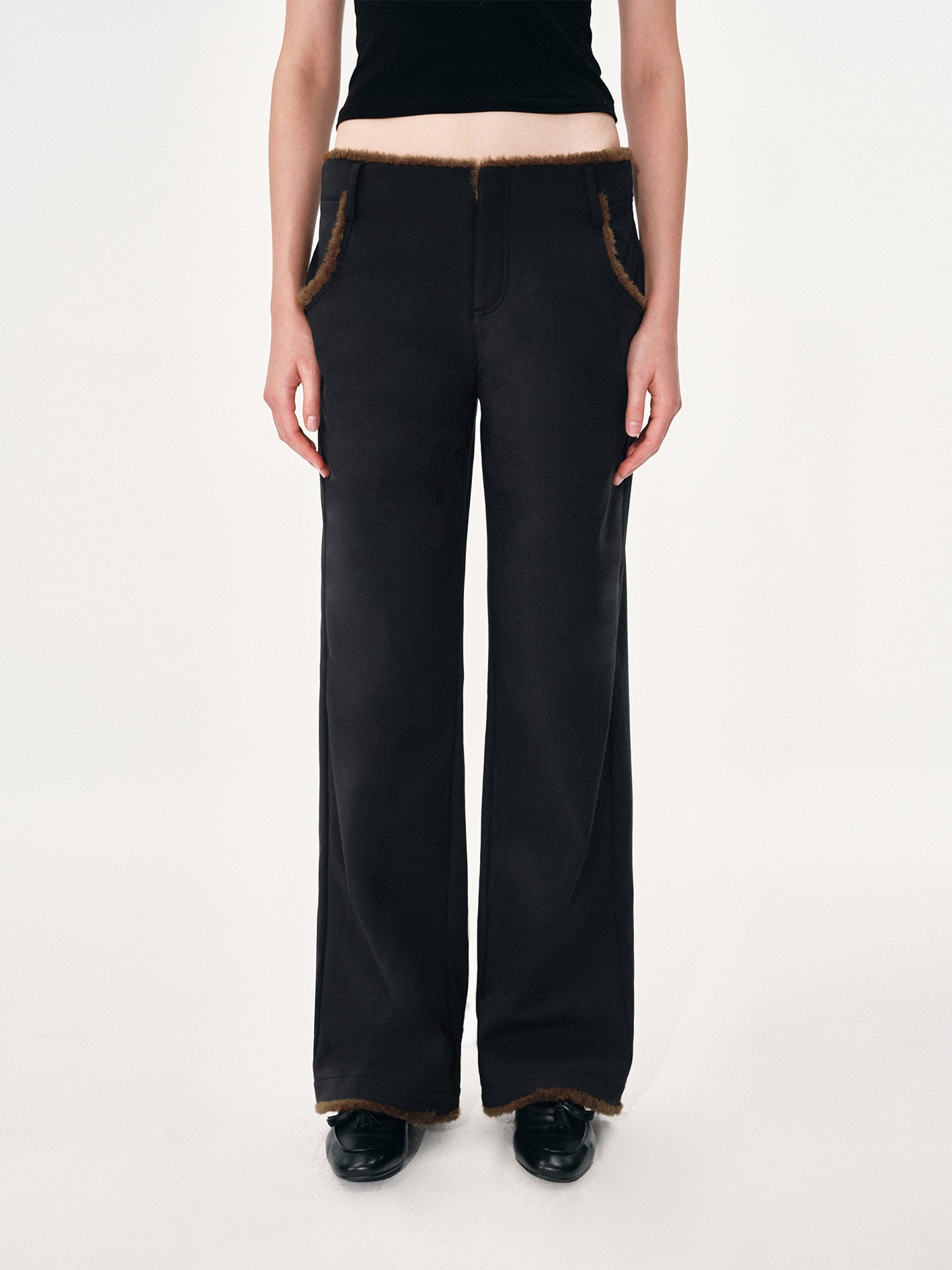 Nylon and Faux Fur Paneled Trousers