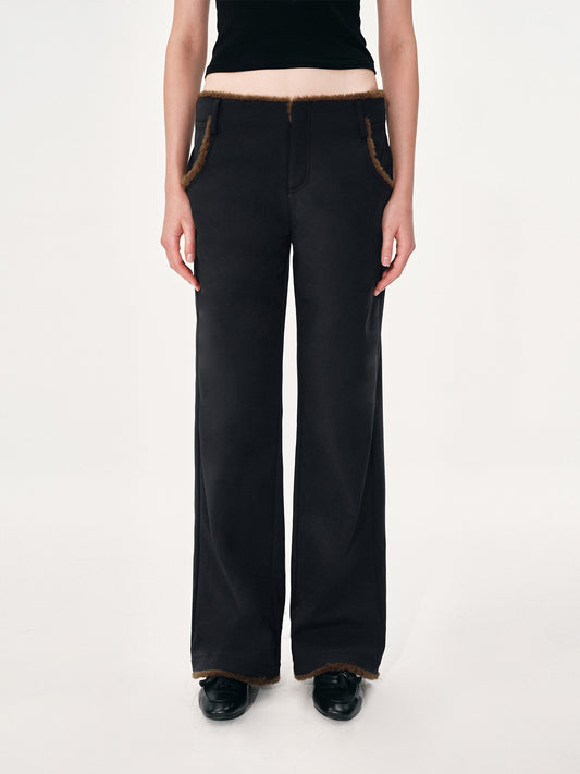Nylon and Faux Fur Paneled Trousers