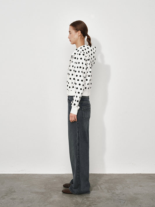 Dot hooded sweatshirt jacket
