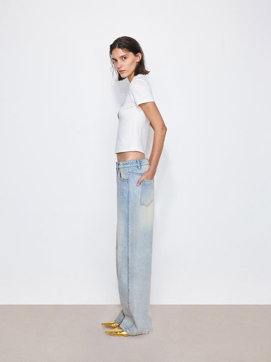 Light Wash Curved Cut Jeans