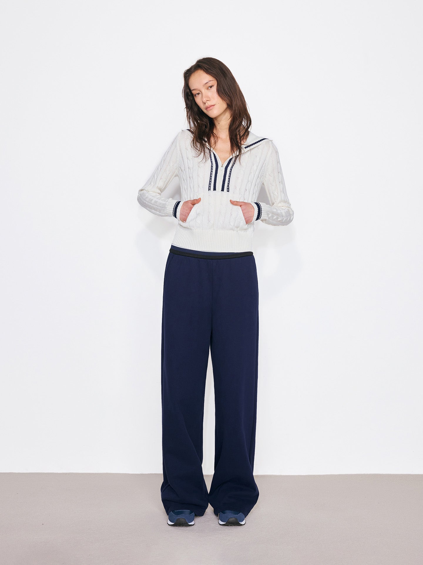 Blue White Striped Waist Sweatpants