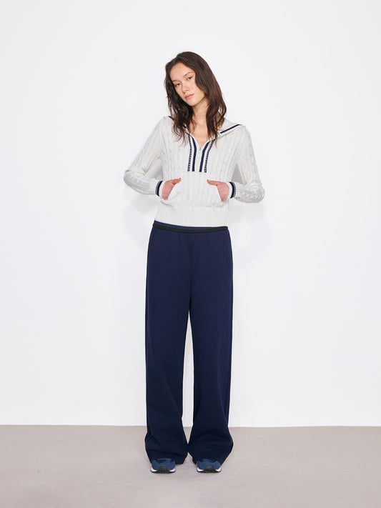 Blue White Striped Waist Sweatpants