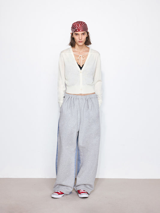 Front-Back Panel Denim Jogger Sweatpants