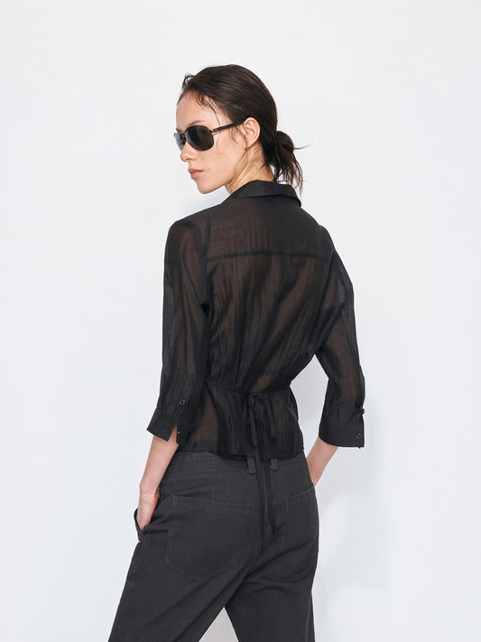 Sheer Tie Waist Shirt