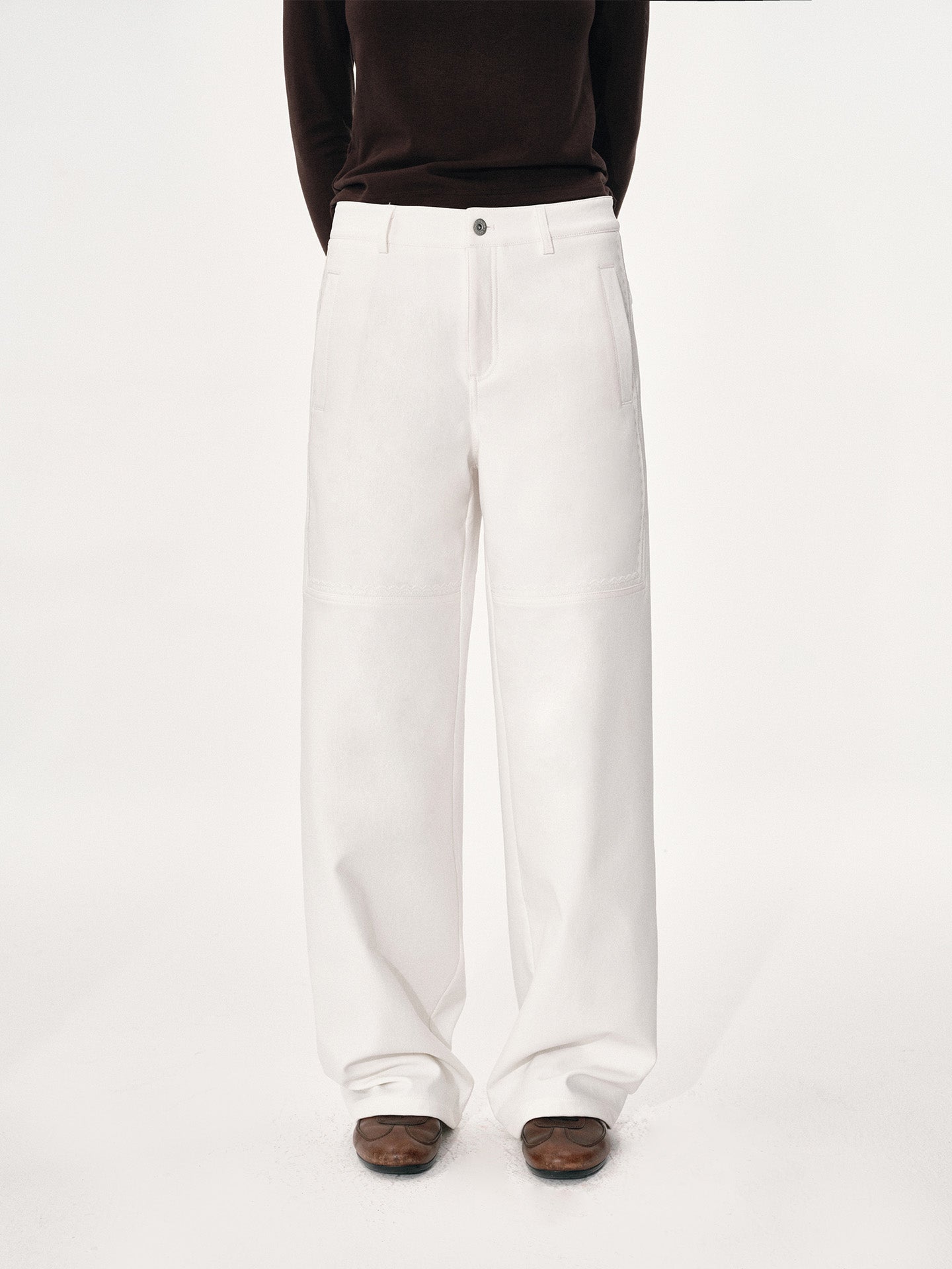 Loose-Fit Pants with Lace Trim