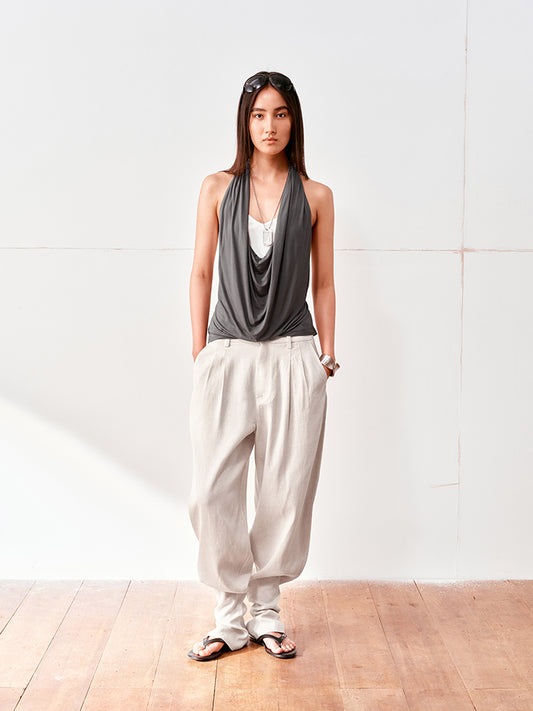 Cowl-neck halter top