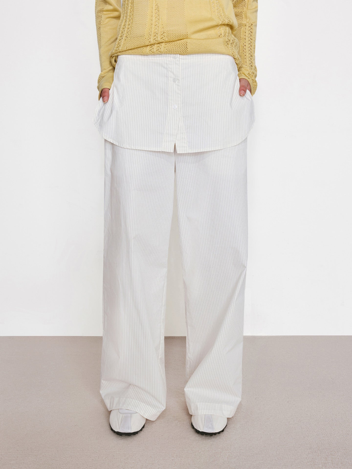 Shirt Hem Paneled Fake Two-Piece Skort